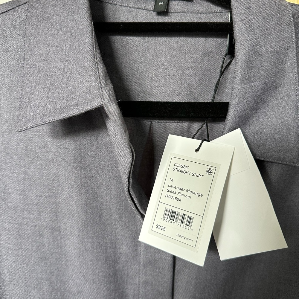 Theory classic straight button down wool flannel shirt